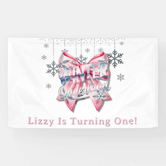 Winter Onderland Girl 1. Geburtstagsfeier Banner (Horizontal)