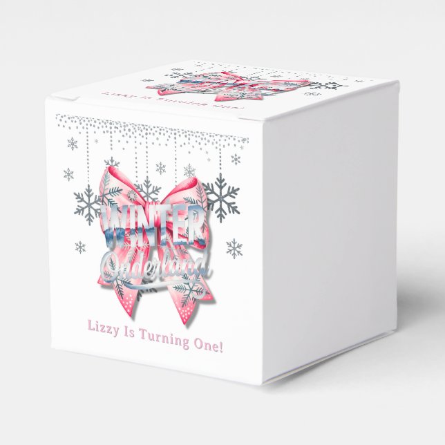 Winter Onderland Girl 1. Geburtstagsfeier Geschenkschachtel (Vorderseite)