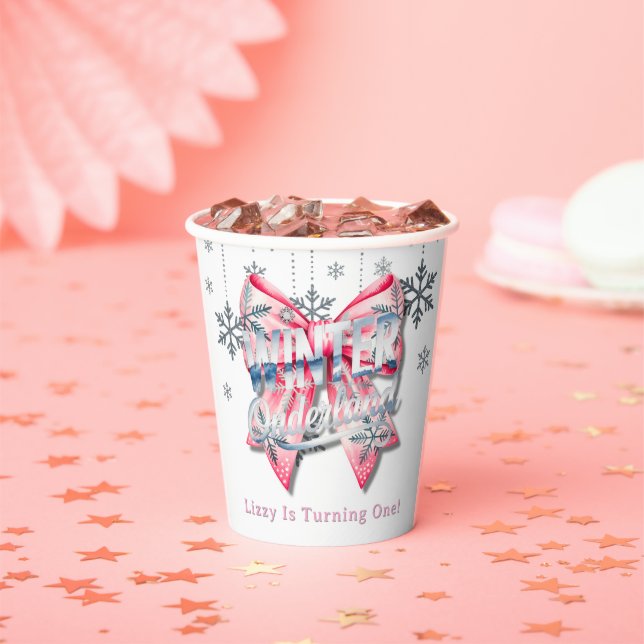 Winter Onderland Girl 1. Geburtstagsfeier Pappbecher (Insitu)