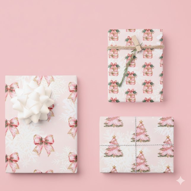 Winter Onderland Girl 1st Birthday Pink Geschenkpapier Set (Von Creator hochgeladen)