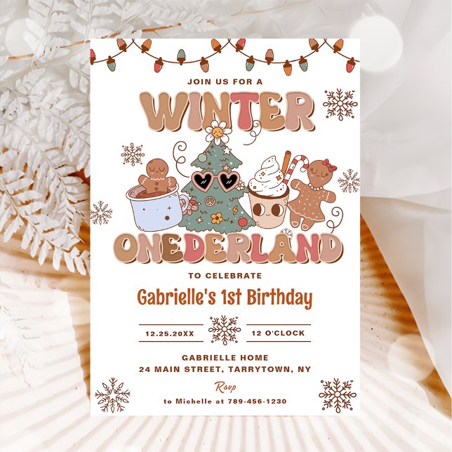 Winter Onderland Groovy Weihnachten Geburtstagspar Einladung (Von Creator hochgeladen)