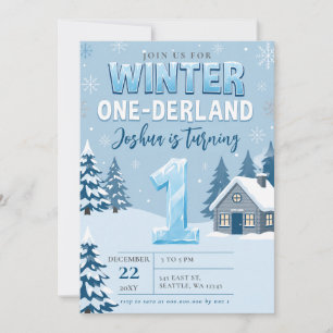 Winter Onderland Schneeflocke Eisblau Erster Gebur Einladung