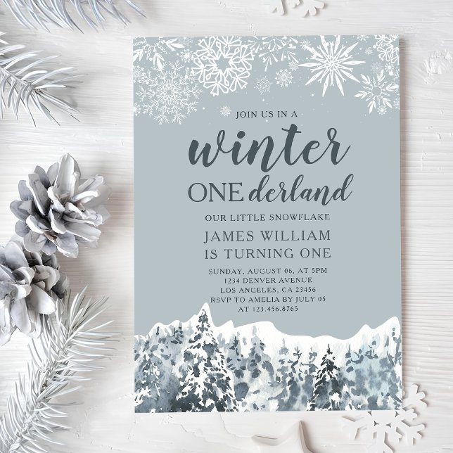 Winter Onderland Snowflakes Erste Geburtstag Einladung (Von Creator hochgeladen)
