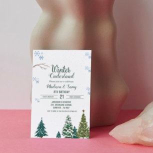 Winter onderland Weihnachten Geburtstagsparty Einladung