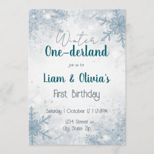 Winter ONE-derland Einladung zum ersten Geburtstag