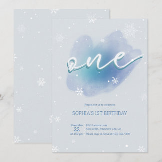 Winter One Frozen 1. Geburtstag Einladung Snowy