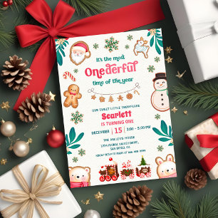 Winter Onederful Lebkuchen 1. Geburtstag Einladung