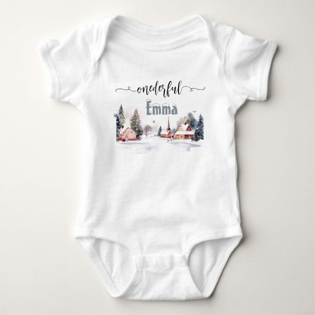 Winter Onederland 1. Geburtstag Baby Strampler (Vorderseite)