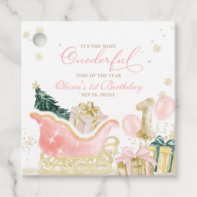 Winter Onederland 1. Geburtstag  Geschenkanhänger (Vorderseite)