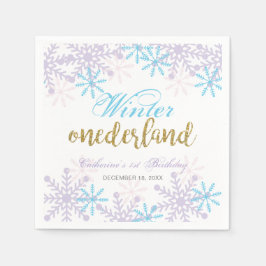 Winter Onederland 1. Geburtstag Lavender Blauer Sc Serviette