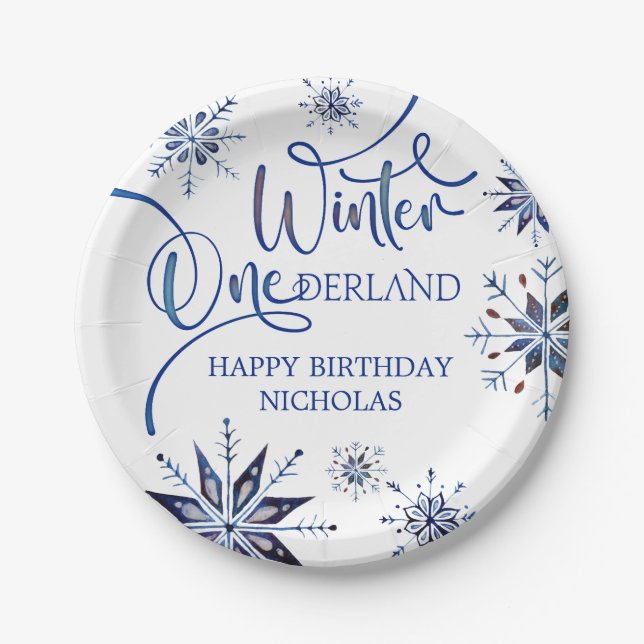 Winter Onederland 1. Geburtstag Pappteller (Vorderseite)