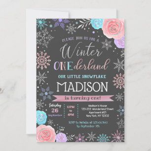 Winter ONEderland 1. Geburtstag Party Einladungen