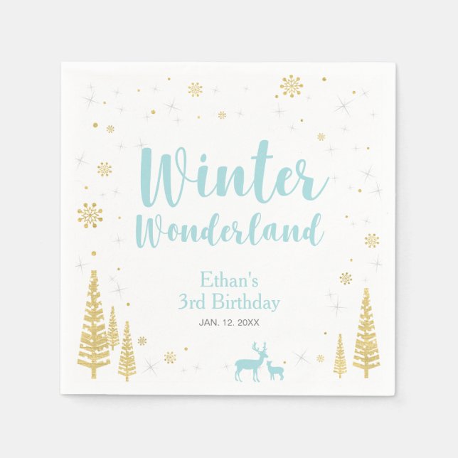 Winter Onederland 1. Geburtstag Party Paper Napkin Serviette (Vorderseite)