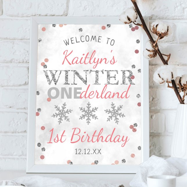 Winter ONEderland 1. Geburtstag Willkommen Poster (Von Creator hochgeladen)