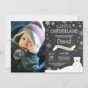 Winter Onederland 1. Geburtstagseinladung Einladung