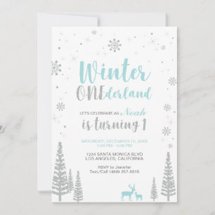Winter Onederland 1. Geburtstagseinladung - Junge Einladung