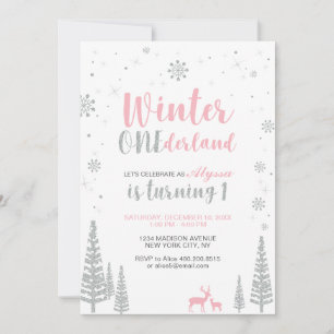 Winter Onederland 1. Geburtstagseinladung - Mädche Einladung