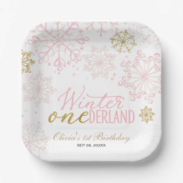 Winter Onederland 1st Birthday  Pappteller (Vorderseite)