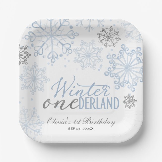 Winter Onederland 1st Birthday  Pappteller (Vorderseite)
