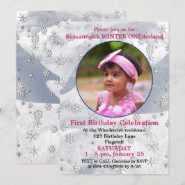 Winter ONEderland 1stt Birthday Snowflake Template Einladung