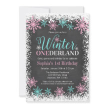Winter ONEderland Aquamarin Chalkboard 1. Geburtst
