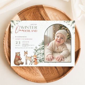 Winter Onederland Arch Foto Baby Erster Geburtstag Einladung