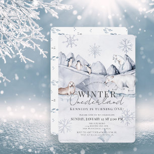 Winter Onederland Arctic Animals 1. Geburtstag Einladung