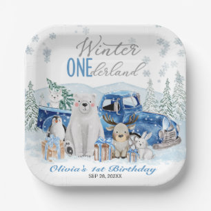 Winter Onederland Arktische Tier Jungen 1. Geburts Pappteller