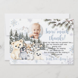 Winter Onederland Arktische Tiere Geburtstagsfoto Dankeskarte