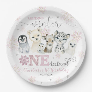 Winter Onederland Arktische Tiere Schnee 1. Geburt Pappteller