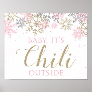 Winter ONEderland Baby Es ist Chili Außenschild Poster