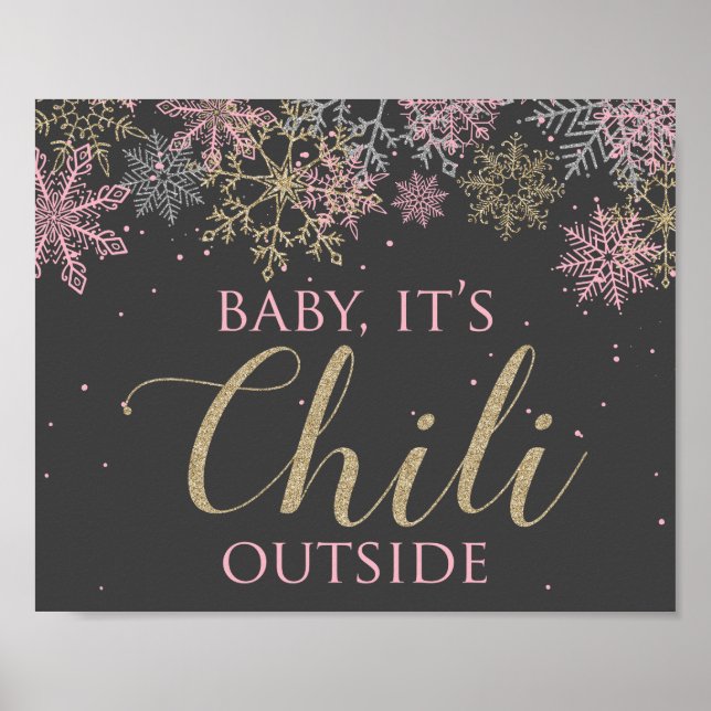 Winter ONEderland Baby Es ist Chili Außenschild Poster (Vorne)