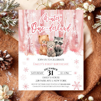 Winter Onederland Bär Rosa Erster Geburtstag Budge