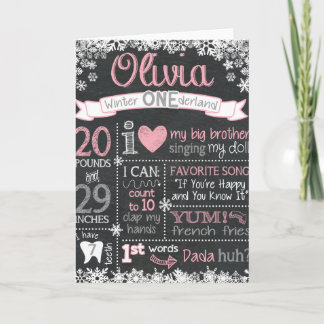 Winter ONEderland Birthday Chalkboard Sign Karte