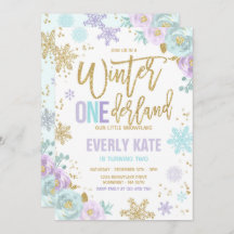 Winter ONEderland Birthday Gold Lila Schneeflocke