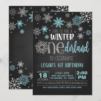 Winter ONEderland Birthday Invitation - Boy - BLK Einladung