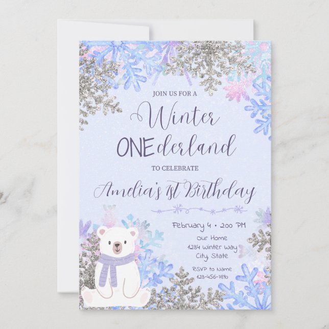 Winter Onederland Birthday Invitation Einladung (Vorderseite)