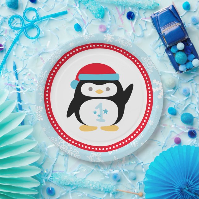 Winter ONEderland Birthday Penguin Pappteller (Party)