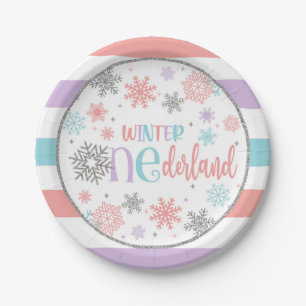 Winter ONEderland Birthday Plate - Girl - PPBS Pappteller