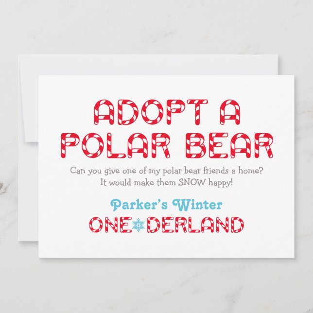 Winter ONEderland Birthday Polar Bear Gefälligkeit (Vorderseite)
