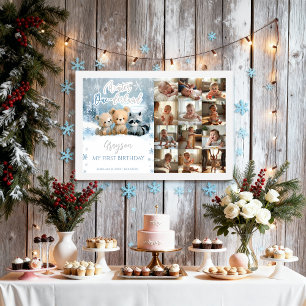 Winter Onederland Blau Mein Erstes Jahr Foto-Schil Poster