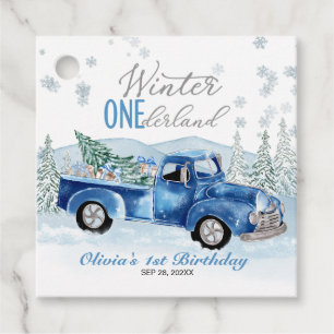 Winter Onederland Blaue Lastwagen Erster Geburtsta Geschenkanhänger
