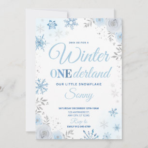Winter ONEderland Blaue Schneeflocke 1. Einladung