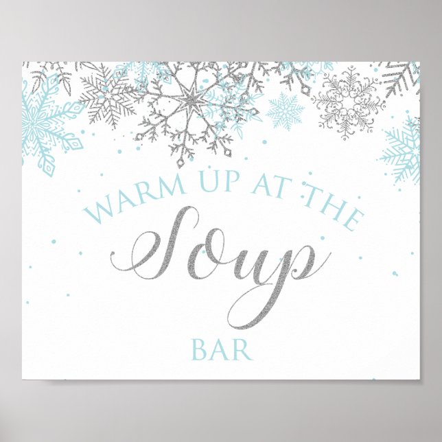 Winter Onederland Blue and Silver Soup Bar Poster (Vorne)