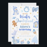Winter ONEderland Blue Christmas Birthday Einladun Einladung<br><div class="desc">Winter ONEderland Blauer Weihnachtsfest Einladung</div>