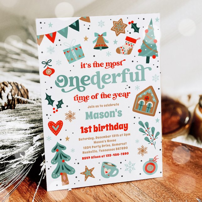 Winter ONEderland Blue Christmas Geburtstagsparty Einladung (Von Creator hochgeladen)