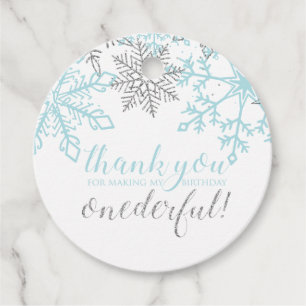 Winter Onederland Blue Silver Snowflake Geschenkanhänger
