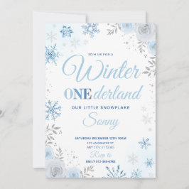 Winter ONEderland Blue Snowflake 1. Einladung