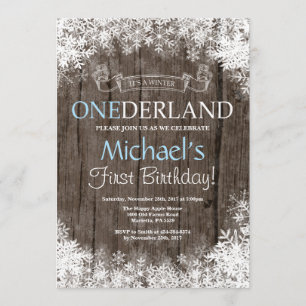 Winter Onederland Boy 1. Geburtstag Einladung