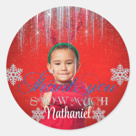 Winter ONEderland Boy Birthday Classic Round Stick Runder Aufkleber